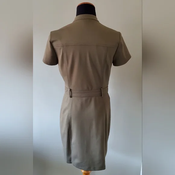 Guess Olive Green Zip-Front Short Sleeve Dress - Picture 9 of 10